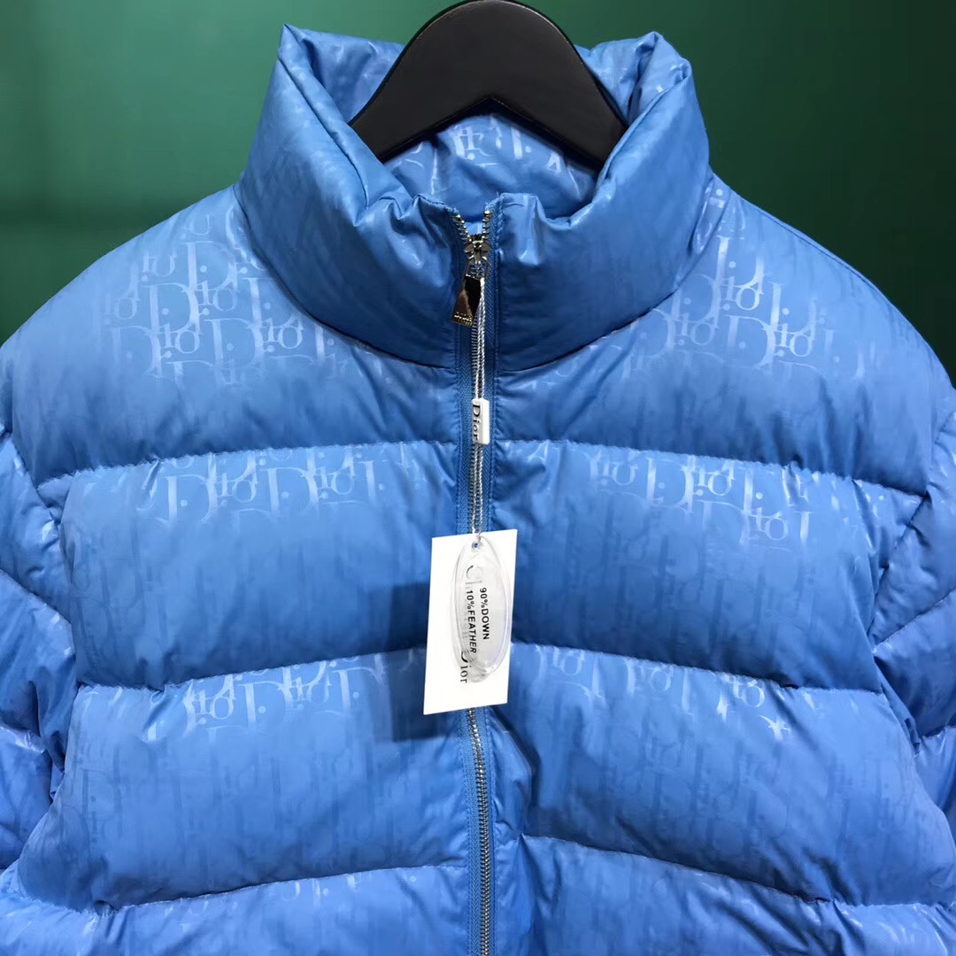 Blue dior oblique printed down puffer jacket sales
